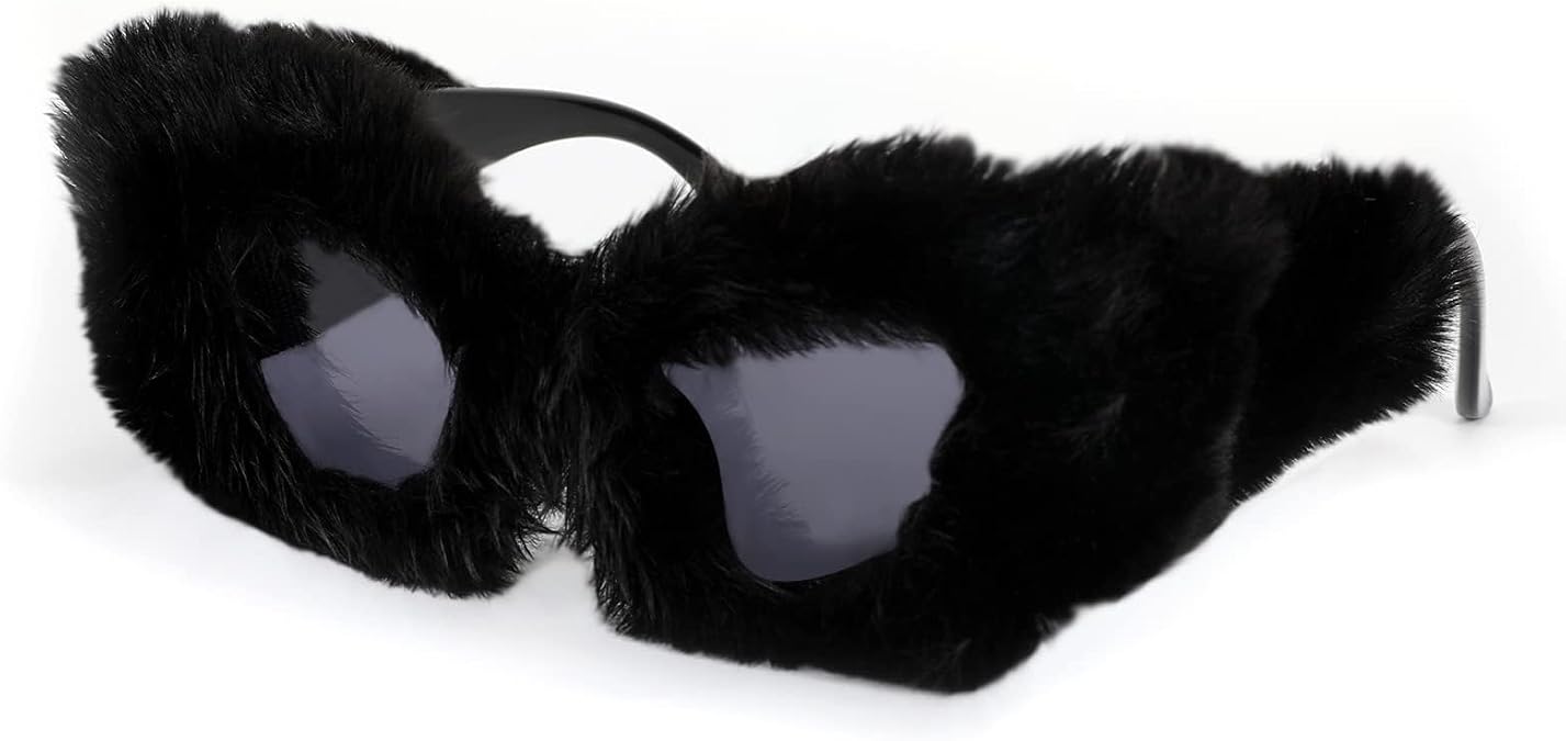 FEISEDY Sunglasses Women Plush Fuzzy Soft Velvet Party Masquerade B2877