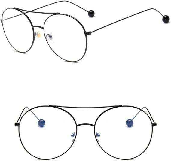 Chezi Lightweight Wire Metal Frame Crossbar Sphere Accent Round Eyeglasses