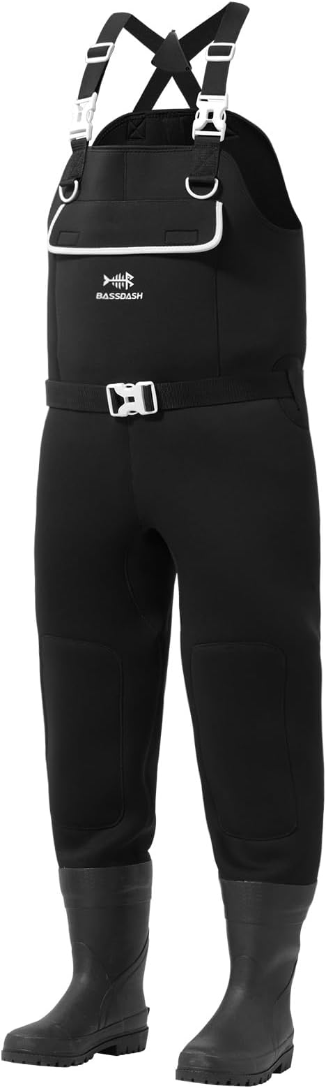 BASSDASH Men's Neoprene Waders for Fishing Hunting with Rubber Boots Foot Waterproof Chest Waders