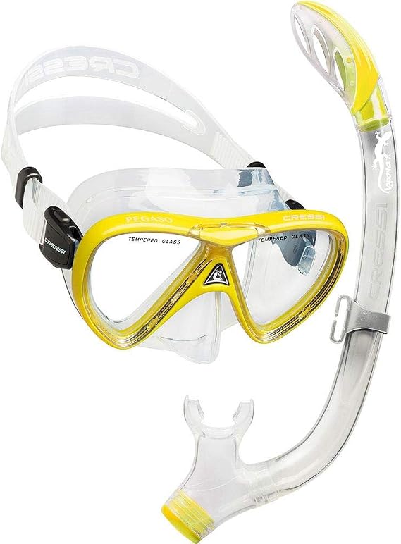 Cressi Snorkeling Silicone Set (Mask & Snorkel) for Kids ages 5 to 15 years old - Pegaso & Iguana: designed in Italy