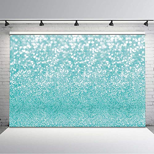 Avezano 8x6ft Teal Bokeh Photography Backdrop Abstract Bokeh Shinning Mermaid Birthday Party Background Vinyl Newborn Baby Shower Birthday Banner Studio Props