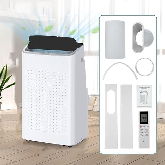 Takywep 14,000 BTU Portable Air Conditioner - Powerful Cooling for 750 sq. ft., 3-in-1 Function, Air Conditioners Remote Control, LED Screen, 24hr Timer.