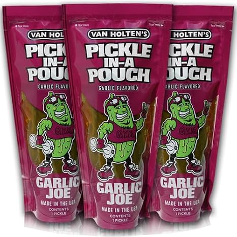 3x Van Holten's Pickle in a Pouch 3 Pack | Hot Mama, Big Papa, Garlic Joe, Sour Sis | American Pickles (Garlic Joe 3 Pack)