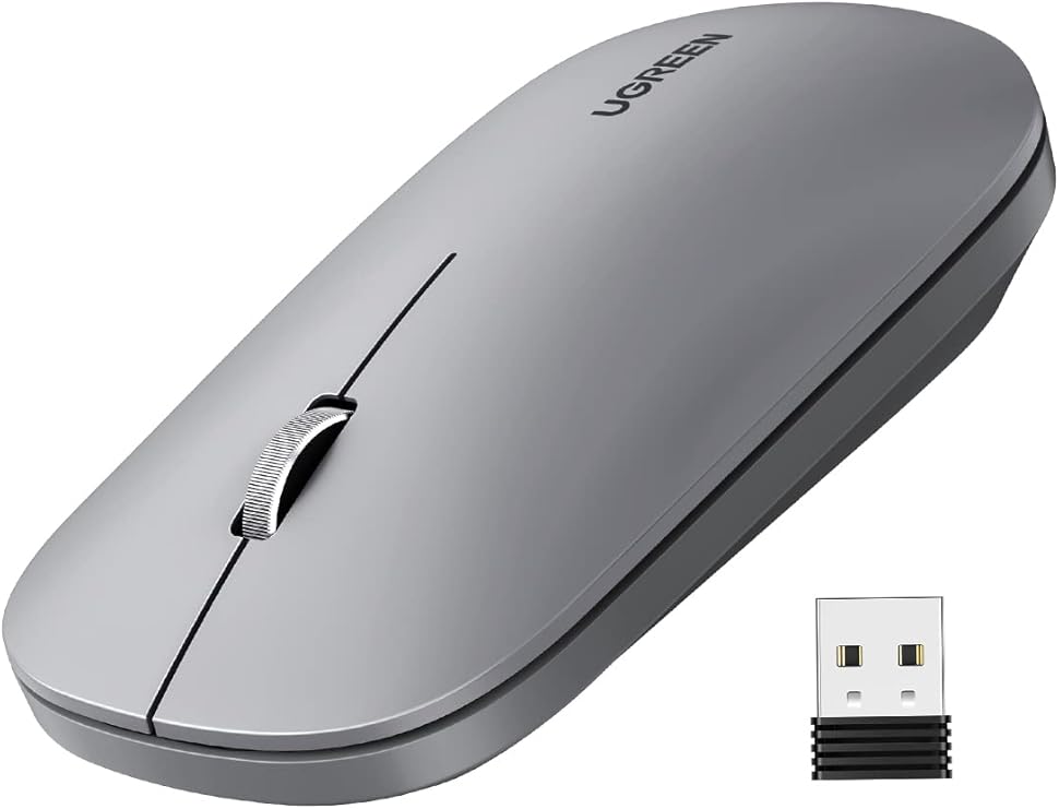 UGREEN Kablosuz Fare, 2,4 Ghz Usb Bağlantısı, Maks. 4000 Dpi, 18 Ay Pil Ömrü. Pc, Mac, Dizüstü Bilgisayar, Windows 11, 10, 8.1, 7, Macos, Linux Ile Uyumlu (Gri)