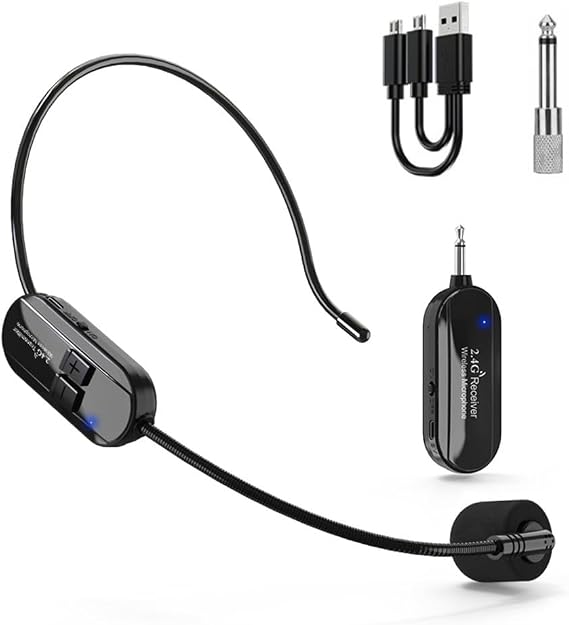 Wireless Microphone Headset, 2 in 1 Wireless Headset Mic and Handheld Mic for Compatible with Speakers Voice Amplifers, 165ft Stable Transmission