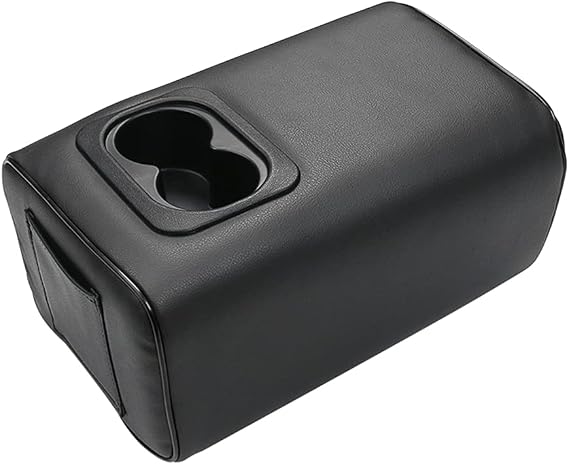 Car Rear Seat Armrest 2 Row Console Box with Cup Holder Universal Arm Rest Backseat Armrest Console Box Second Row Rear Central Armrest Box(Black-Single Pocket)