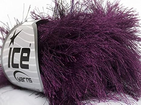 Grape Purple Extra Long Eyelash Yarn Ice Luxurious Fun Fur 50gr 38yds