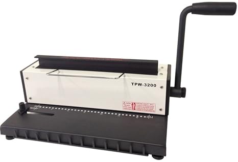 Tamerica TPW-3200 Punch and Bind Machine; 3:1 Pitch Twin Loop Wire; 120 sheets, 9/16" Max. paper binding capacity; 12 sheets of 8.5" x 11", 20 lbs paper Max. punching capacity; 32 Perforations