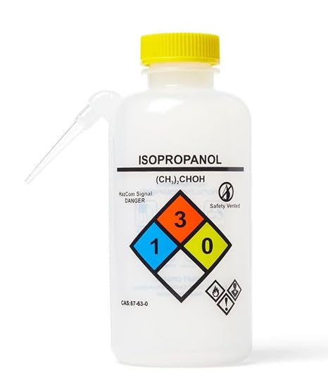 United ScientificTM UniSafeTM Leakproof Printed Isopropanol Wash Bottles, Unitary, LDPE, 500 mL | Designed for use in the Laboratory, Classroom, or Home