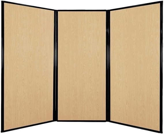 Versare Privacy Screen Folding Panel | Durable Wall Partition | Lightweight Portable Room Divider | Tackable | Natural Maple 7'6" Wide x 5'10" Tall Wood Grain Laminate Panels