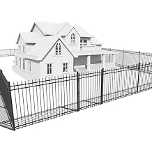 Fencer Wire 52FT Heavy Duty Pinnacle Fence Barrier Kit, Anti-Rust Metal Steel Fence with 5FT Height X 8FT Width Panels, Gate, Posts, Connectors, Outdoor Fencing for Yard, Pool, Patio