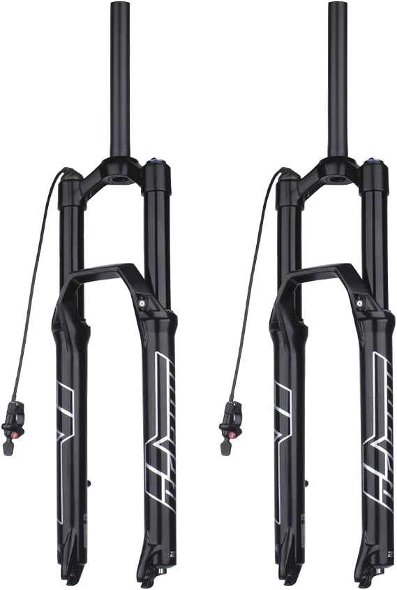 BOLANY 27.5/29inch Bike Suspension Fork 34mm Stanchions 1-1/8 Thread-Less Straight Steerer 140mm Travel MTB Air Fork with Damping Rebound Adjustment