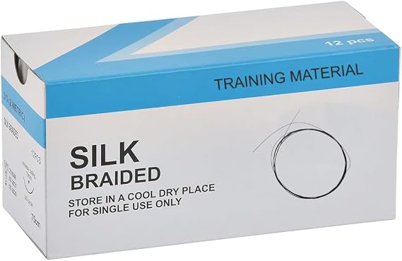 Silk Suture Thread (Pack of 12) for Medical Students, Doctors, Dentists, Nurses and Veterinarians (4/0 USP)
