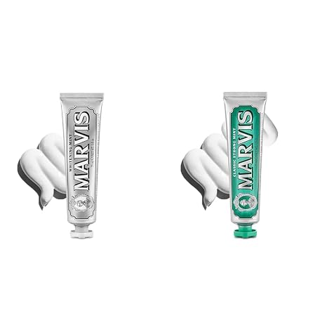 Marvis Whitening Mint and Classic Strong Mint Toothpaste Set, 3.8 oz