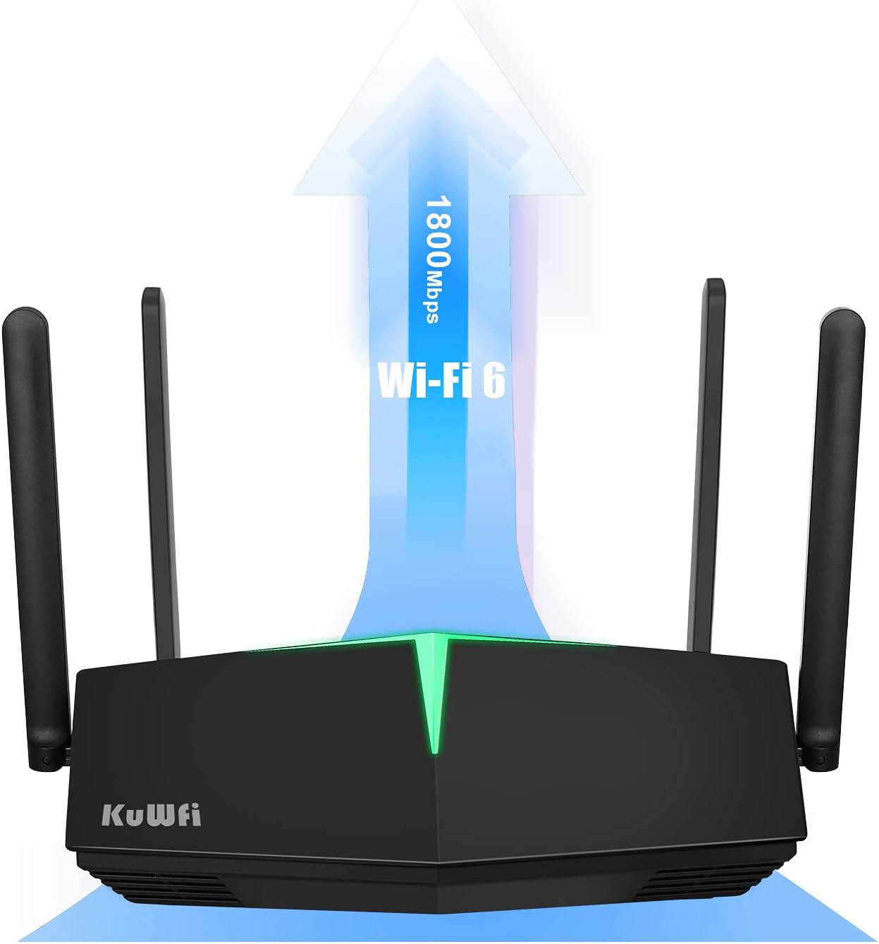 KuWFi WiFi 6 Gaming Router Smart Dual Band WiFi 802.11ax Wireless Internet Bitcoin Routers with 4 Gigabit Ports Support Beamforming OFDMA MU-MIMO for Home Office