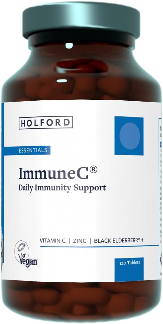 Patrick HOLFORD ImmuneC / 1800mg Vitamin C & Zinc Supplement/for Immunity and Health Support / 5 Nutrients/Nutrition Expert Formulation/Naturally Sourced / 120 Tablets/Vegan/for Women & Men