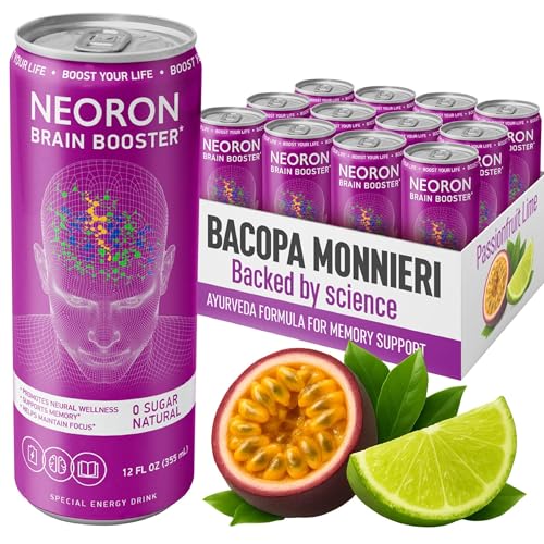 NEORON Focus  Calm | Sugar-Free Nootropic Drink for Mental Clarity - Stress & Burnout Support 12-Pack, Passion Fruit & Lime
