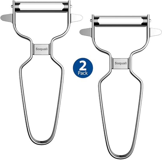 2 Pack Vegetable Peeler Stainless Steel for Kitchen - Y Peeler Safe to Use, Veggie Potato Fruit Carrot Cucumber Peeler, Easy to Peel & Clean
