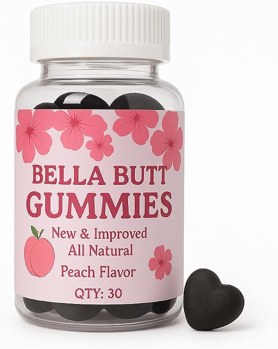 Bodied by Bella Butt Gummies Natural Booty Gummies & Butt Enhancer for Glutes, HIPS & Curves Plant-Based Booty Builder with Maca & Aguaje for Lower Body Curve Support 30 Ct, Peach Shake