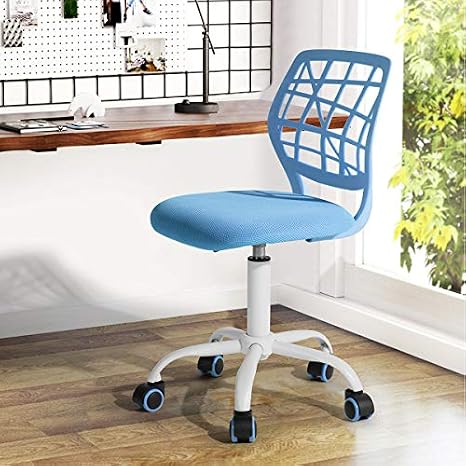 Furniturer INC Office Chair Mesh Seat with PP Back,The Computer Desk Chair 361 Degree Swivel,Without Arms Best for Children #Blue
