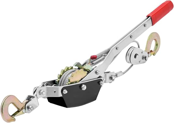 VEVOR Come Along Winch, 2 Ton (4,409 lbs) Pulling Capacity, 12 ft Steel Cable, 2 Hooks, Heavy Duty Ratchet Power Puller Tool with Dual Gears, Automotive Hoist Cable Puller Ideal for Vehicle Rescue | Ideal for Vehicle Rescue, 12 ft Steel Cable, 2 Hooks, Heavy Duty Construction, Automotive Hoist Cable Puller, with Dual Gears