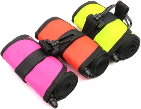 SMB Scuba Diver Marking Buoy Inflatable Signal Tube 210D Nylon with Pressure Relief Valve for Underwater Safety, Snorkeling and Spearfishing (Red)