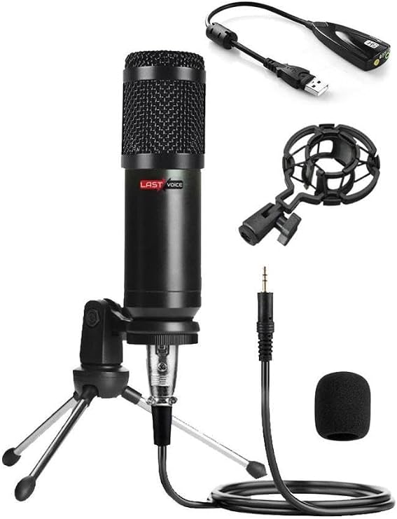 Lastvoice BM800 Condenser Stüdyo Mikrofon (Mini Tripod + 7.1 Ses Kartı)