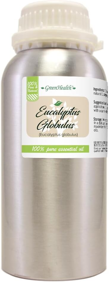 GreenHealth - Eucalyptus Globulus Essential Oil 16 fl oz (473 ml) Aluminum Bottle w/Plug Cap 100% Pure, Uncut, Undiluted