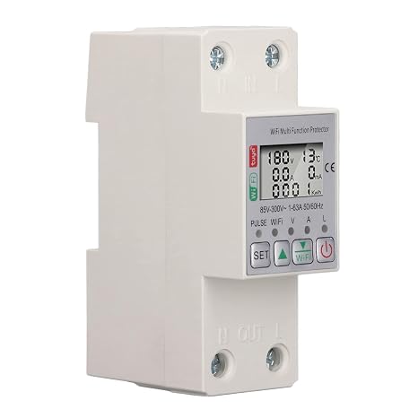 Smart Power Meter Switch for Tuya APP, AC85300V 63A Remote Control Current Voltage Amperage Power Meter, Multi Function Protector
