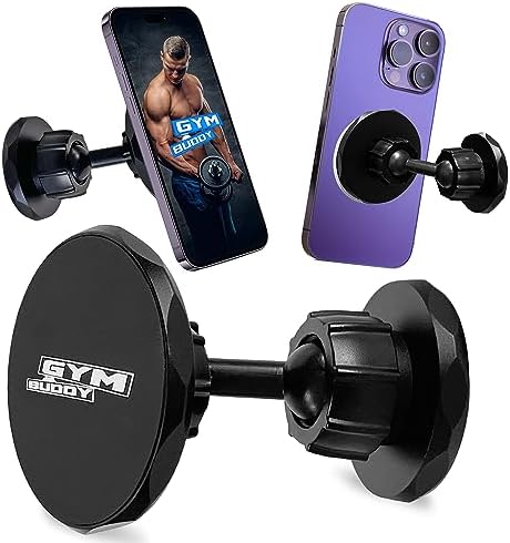 New 2025 Design stronger and more durable Gym Buddy Magnetic Phone Holder. Double sided adjustable and locking phone holder for gym or home use.