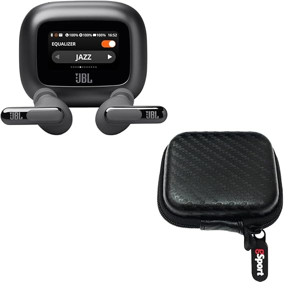 JBL Live Beam 3 True Wireless Noise Cancelling Earbud Bundle with gSport Case (Black)