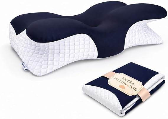Ergonomic Memory Foam Pillow for Neck and Shoulder Pain — Orthopaedic Cervical Contour Pillow for Side, Back & Front Sleepers | Neck Support Pillow with 2 Pillowcases Included