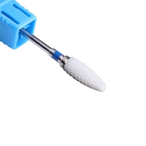Medium Grit Ceramic Drill Bit,White Ceramic Cone File Nail Bit | 3/32 Shank Flame Style Gel Nail Polish Removing Nail Art Tool for Nail Drill