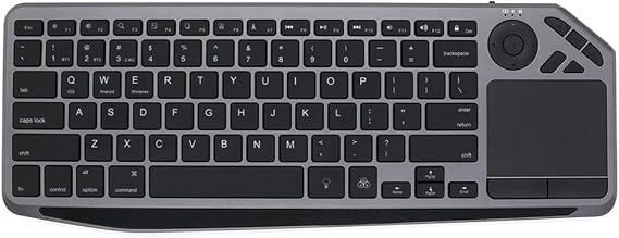 JOMAA 2.4G Wireless Bluetooth Dual Mode Connection TV Keyboard with Touchpad Media Control Multimedia Rechargeable 7Color Backlit Keyboard for Computer, Smart TV, Desktop, Laptop, iPad, Tablet