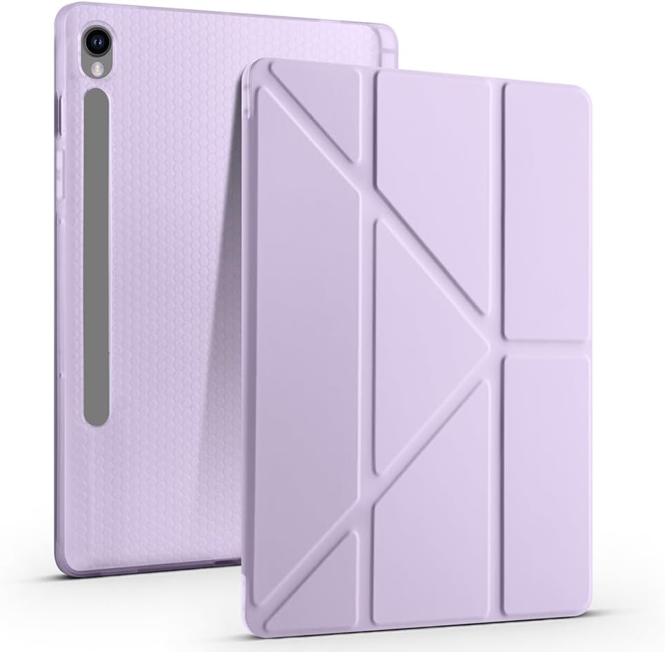Kilifplus Case Compatible with Samsung Galaxy Tab S10 Lite Tri Folding Silicone Pen Fitted Foldable Stand PU Leather Soft Cover, Tablet Case [Smart Cover, Sleep Mode] - Lilac