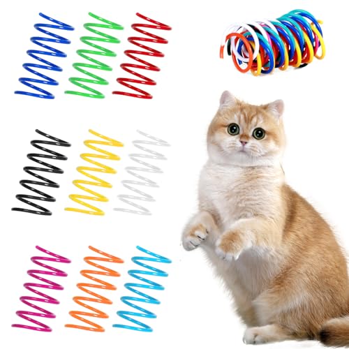 135 Pack 9 Colors Cat Spring Toys, Interactive Coil Plastic Spiral Spring Cat Toys for Indoor Cats Hunting, Biting, Swatting, and Active Play
