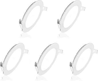 POCKETMAN 5 Pack Round 12W 6-inch Flat LED Recessed Panel Ceiling Light,850lumens,Cool White,AC85-265V,for Home, Office, Commercial Lighting
