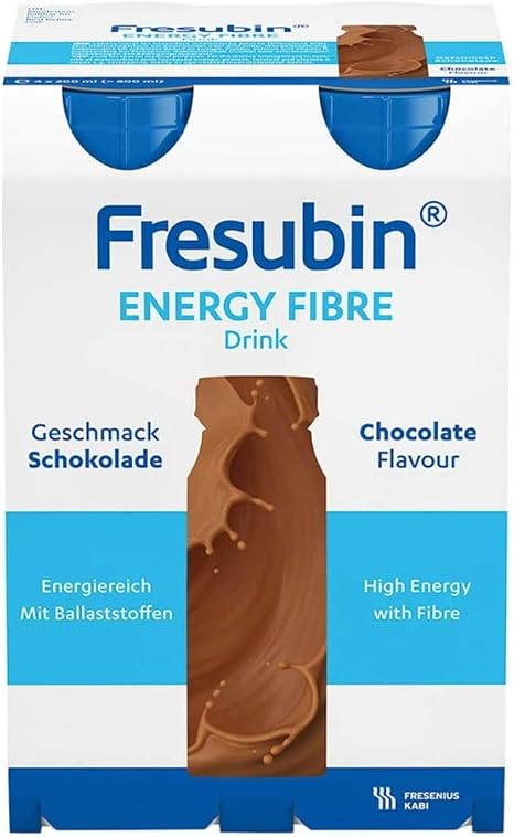 Fresenius Kabi FRESUBIN Energy Fibre Drink Chocolate Drinks Flask 200 ml Pack of 1 x 2.75 kg x 4)