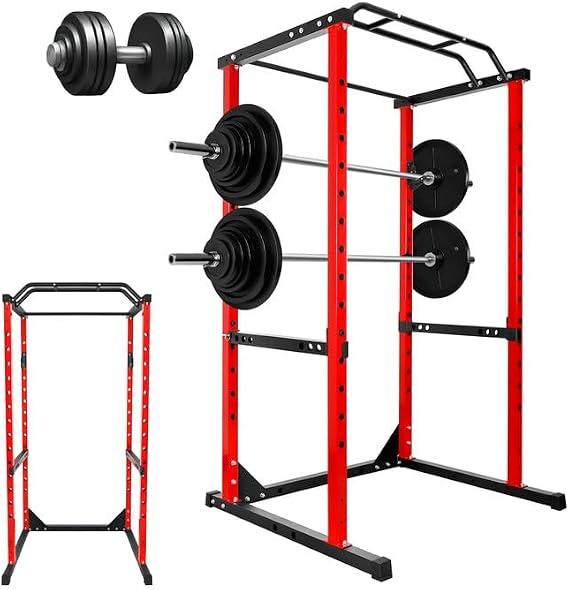 1200LB Power Cage, Squat Rack with LAT Pulldown, Multi-Function Weight Cage Strength Training Machine