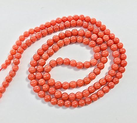 italian orange red coral high bead strand 17.5 inches size 2.25-2.75 mm