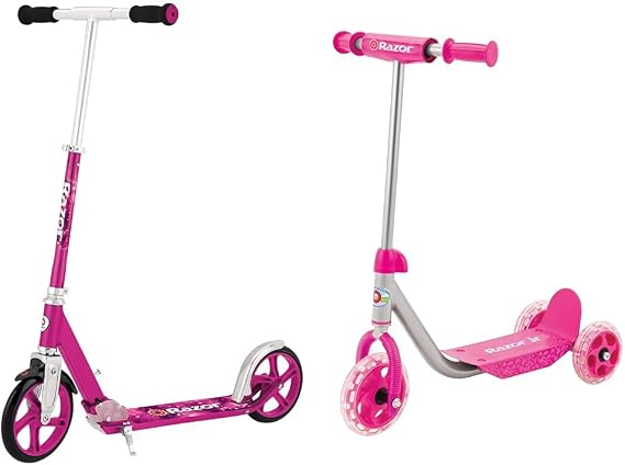 Razor A5 LUX Kick Scooter - Pink - FFP,38.6 Inch & Jr. Lil' Kick Scooter