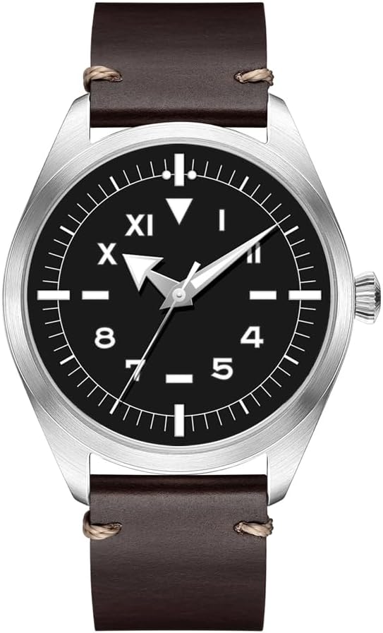 Boyarca Pilot Watch Men's Aviator Wrist Watch Japan Automatic Movement Mechanical Watches Stainless Steel Case Flieger Timepieces with Luminous Waterproof