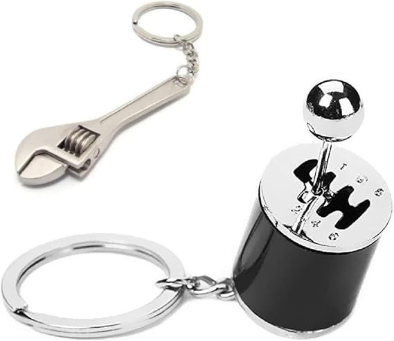 GT//Rotors Gearbox Keychain 6 Speed Transmission Stick Shift Automotive [BONUS: Mini Monkey Wrench Keychain]