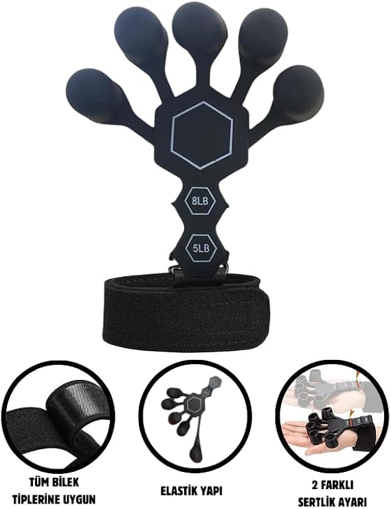 Black Gripster Vascular Evidentifying Wrist Booster Exercise Spring