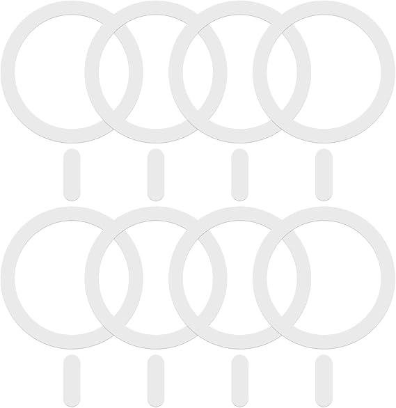 8 Pack Universal Metal Rings Compatible with MagSafe Magnetic Wireless Charger iPhone 17 16 15 14 13 Case, Ultra-Thin Adhesive Sticker Rings Car Magnet Mount Adapter Accessories (NO Magnet), White