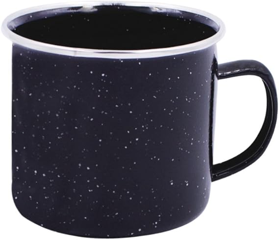 Milestone Camping Enamel Travel Mugs, Plates & Bowls/Ideal for Camping, Hiking, Fishing, Travels & More/Black Colour
