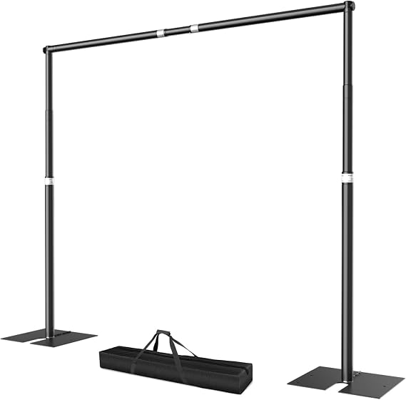 EMART 10x8.5ft Heavy Duty Backdrop Stand Adjustable Pipe and Drape Kit | Sturdy Metal Diy Photo Background Frame with 9.26 LBS Steel Flat Base for Parties, Events, Wedding, Photography - Black