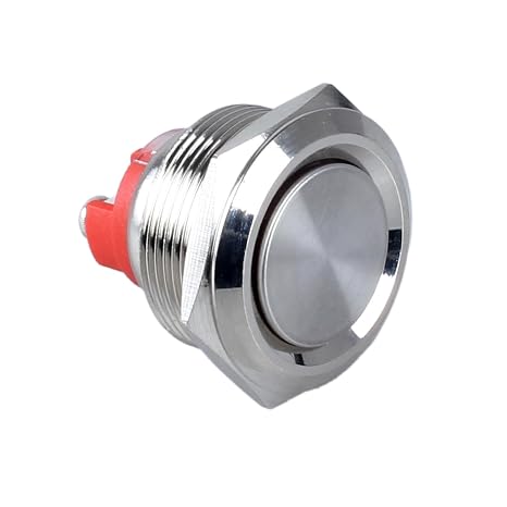 22mm Heavy Duty Latching Metal Push Button Switch Waterproof 20Amp 12V 24V 110V ON-Off 1NO 2 Screw Terminals for 7/8" Mounting Hole Without LED for Marine Boat Truck