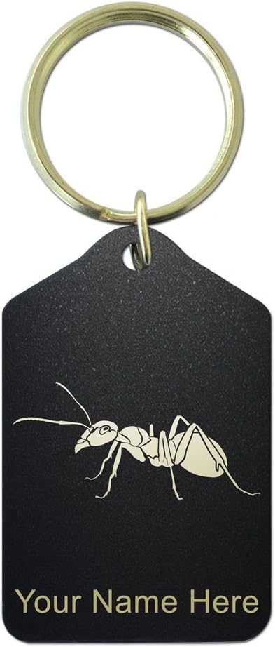 Keychain, Ant, Personalized Engraving Included (Black Metal)