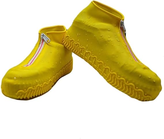 Waterproof Silicone Shoe Covers with Zipper for Rain,Reusable Non Slip Rubber Rain Boots,Upgrade Shoe Cover Cycling Shoe Protectors Outdoor Apply to Men,Women,Kids(Yellow L)